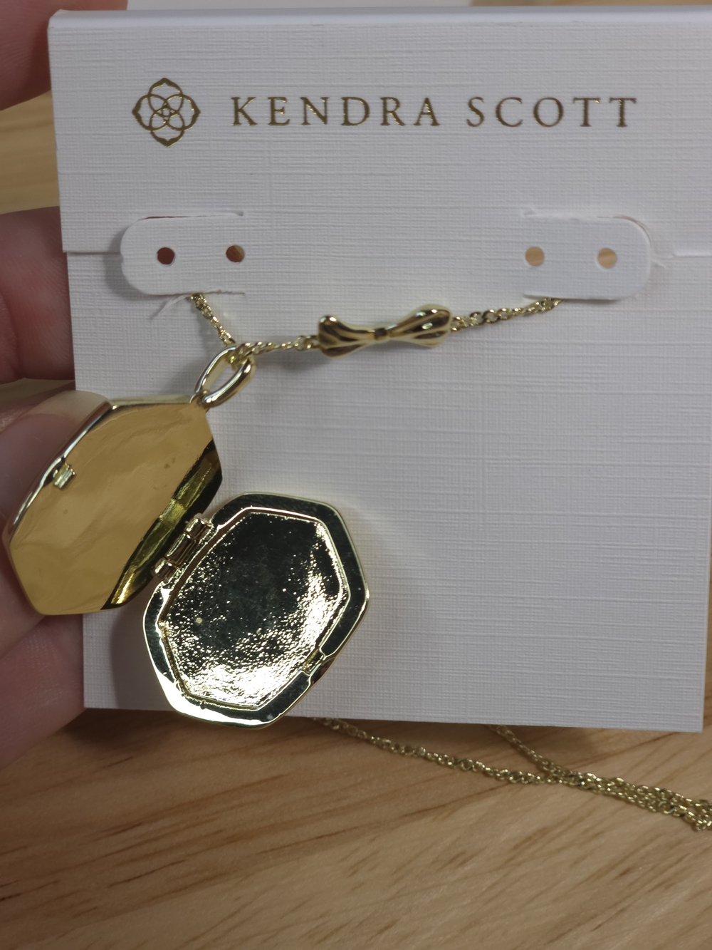 Kendra Scott Gold Floral Hexagon Locket - Picture 2 of 4